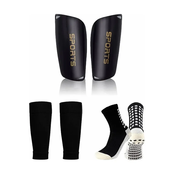Kit para fútbol: espinilleras, mangas y calcetas antiderrapantes