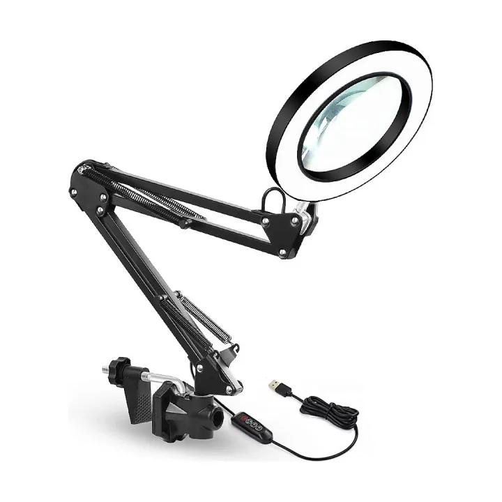 Lámpara LED con lupa y brazo articulado