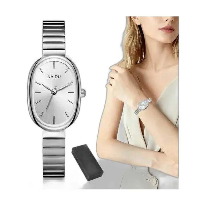 Reloj de cuarzo analógico para mujer de acero inoxidable NAIDU